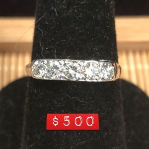 White gold and diamond band ring